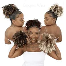Coque De Cabelo Tipo puff Afro Cacheado para finalização de penteados - Dia A Dia - Cheio