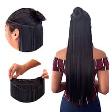 Aplique Magico Tiara Fio Invisivel -Liso - Pode Lavar e Secar - Importado - Sem Brilho -Removivel - Para Alongar e Dar Volume