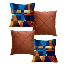 Kit 4 Capas De Almofada Suede Drapeada e Estampada 45x45 Decorativa