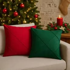 Kit 2 Capas De Almofada Suede De Natal Drapeada 45x45 Premium
