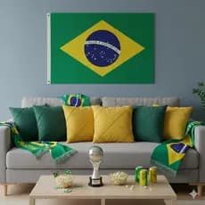 Kit 6 Capas De Almofada Suede Drapeada 45x45 Brasil Copa