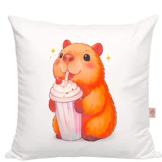Capa de Almofada Capivara Suede Estampada 45 x 45 Premium
