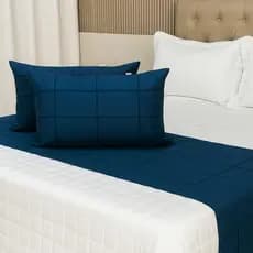 Kit Peseira Cama Casal Queen 2,30x45cm + 2 capas de almofada baguete drapeada
