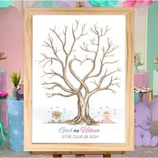 Quadro Decorativo Chá Revelação Digitais Ursinhos Personalizado