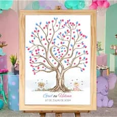 Quadro Decoração Arvore Chá Revelação Menino ou Menino Azul Ou Rosa Personalizado