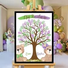 Quadro Decorativo Chá Revelação Digitais Ursinhos Personalizado