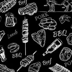 Papel Parede Adesivo Gourmet Preto Churrasco Barbecue GFC-RESENHA-07 PEQ