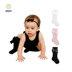 Meia bebê Cano Longo com Laço Feminina RN/PP - Rikam