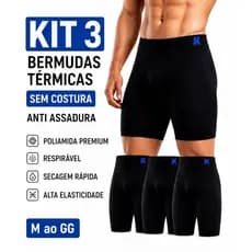 Kit 3 Bermudas Térmicas Masculina Sem Costura Anti Assadura Corrida Academia Bike Poliamida Keeper