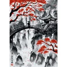 Quadro Decorativo Samurai Sakura Guerreiro, decoração casa Quadro Decorativo japonês gueixa samurai tamanho grande Decoração para sala casa cozinha quarto Quadro decorativo abstrata Moderno Decoração Sakura Guerreiro, Sunset Retro arte #55