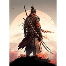 Quadro Decorativo Samurai Sakura Guerreiro, decoração casa Quadro Decorativo japonês gueixa samurai tamanho grande Decoração para sala casa cozinha quarto Quadro decorativo abstrata Moderno Decoração Sakura Guerreiro, Sunset Retro arte #17