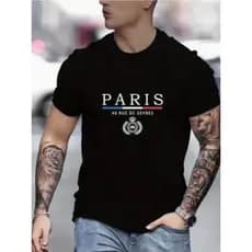 Camiseta Masculina Paris casual Streetwear T-shirt Camisa premium
