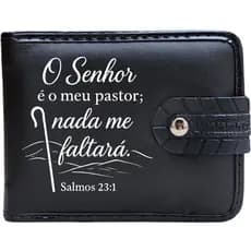 Carteira Masculina Porta Documentos Couro Ecológico Slim Cristã Gospel Presente Homem
