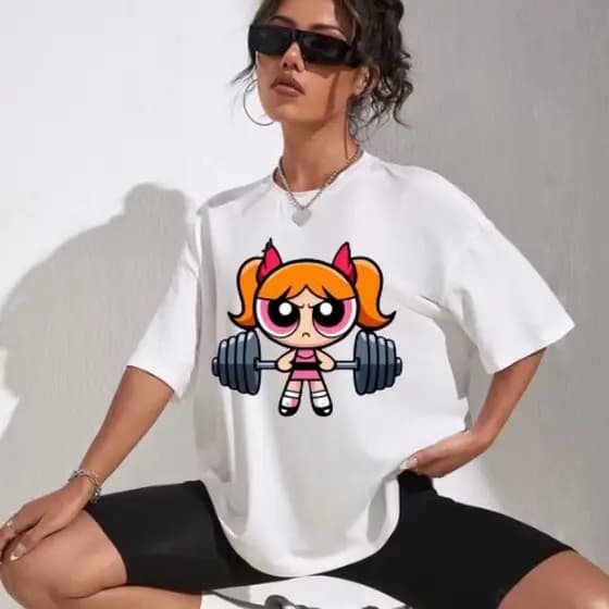 Camiseta camisa Academia Gym fitness T-shirt as meninas super poderosas blusão Treino camisa streetwaer