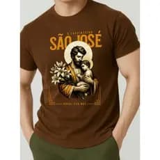 CAMISETA CATÓLICA RELIGIOSA O CARPINTEIRO SÃO JOSÉ ROGAI POR NÓS UNISSEX 100% ALGODÃO