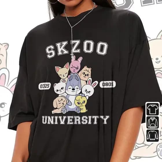 Camisa Camiseta Básica T-shirt Unissex Algodão Stray Kids Kpop SKZOO anime