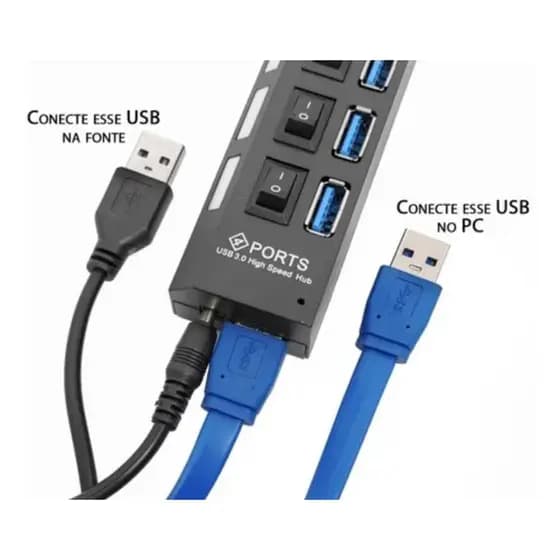 Kit Hub Usb 3.0 Hi-speed C/fonte+cabo P3 C/ 2 Jacks Mic/fone