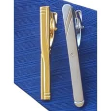 Kit de 2 Prendedores de Gravata Dourado e Prata Cromado Inoxidável Tradicional e Semi Slim 6cm