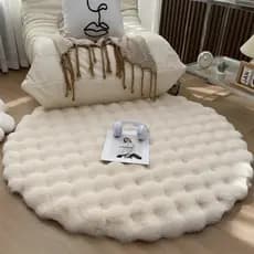 Tapete De Pele De Coelho Falso Redondo Para Quarto Sala De Estar Aconchegante Decoração De Casa Sofá De Piso Cama Rug