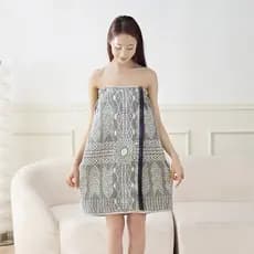 Toalha De Banho De Algodão De Musselina Absorvente , Saia Envoltória Com Botão , Sauna , Spa , Robe , Toalhas , Banheiro
