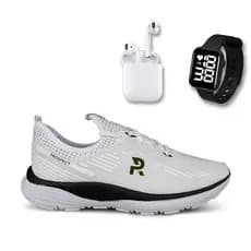 Combo Esportivo Masculino e Feminino Tênis Leve + Fone Bluetooth + Relógio LED