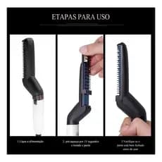 Prancha Pente Escova Chapinha Modeladora Cabelo Barba