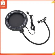 audiohome01.br Eacam RGB Microfone Pop Filter Mic Metal Windscreen Precision Mesh Gooseneck Ring Light Braçadeira