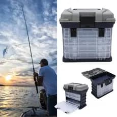 Caixa de equipamento de pesca portátil Vistreck de 4 camadas com alça de plástico - Estojo de carpa Big Acity