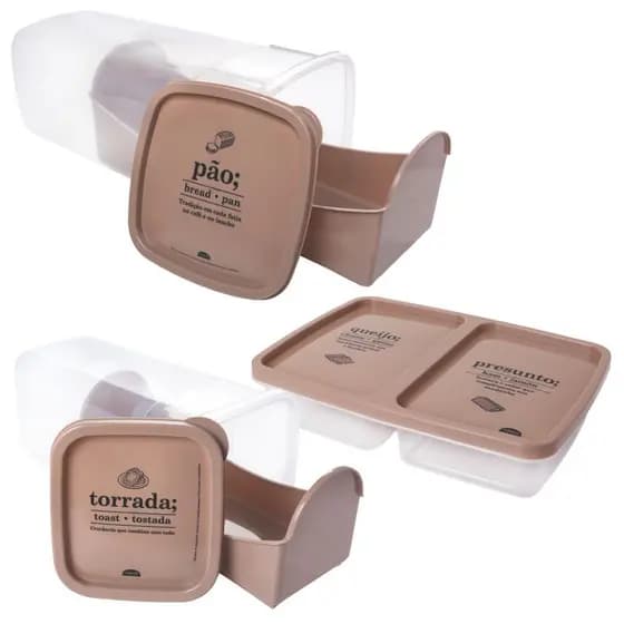 Kit porta biscoito / torrada + porta pão + porta frios Plasutil