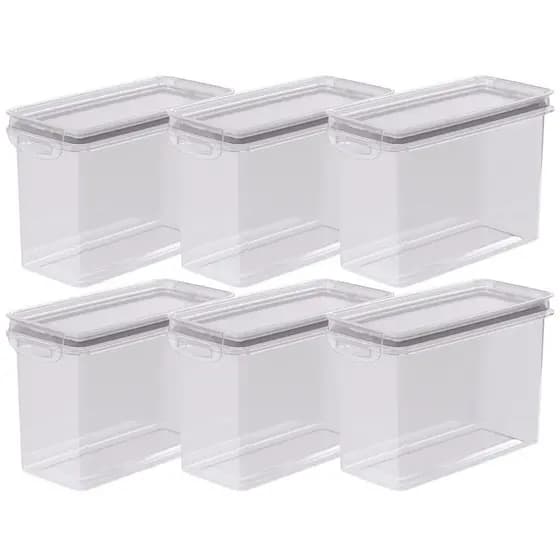 Porta mantimentos hermético Trava Mais 1,9 litros fendi com 6 unidades Plasutil ref.9919