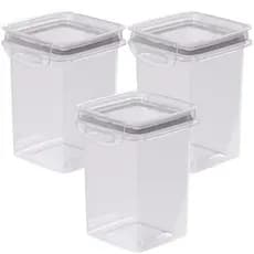 Porta mantimentos Hermético Trava Mais 830ml fendi  com 3 unidades Plasutil ref.9915