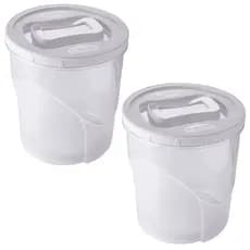 Pote de plástico Clic rosca 7,6 litros branco com 2 unidades Plasutil ref.2836