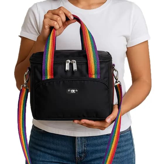 Bolsa Térmica Pride Colorida Lancheira Sem Vazamento Marmita Mini Coller Dobravel
