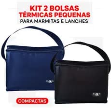Kit 2 Bolsas Térmicas Pequenas para Marmita Lanche Fitness Escolar Compactas Reforçadas com Zíper