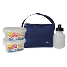 Bolsa Termica Pequena para Lanches com 2 Potes Plasticos e Squeeze