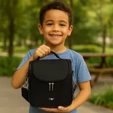 Lancheira Termica Preta Teen Adolescentes Adulto Com Potes Hermeticos Livres de Bpa e Squeeze