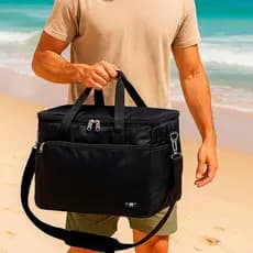 Bolsa Térmica Preta 30 Litros Resistente para Praia Camping Pesca Doces Bolos Bebidas Lanches