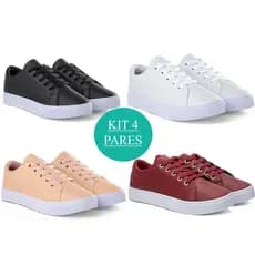 Kit 4 Tênis Feminino Casual Básico Confortável
