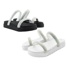 Kit com 2 Papetes Sandálias Chinelo Birken com Strass Brilhante Confortável Estilosa