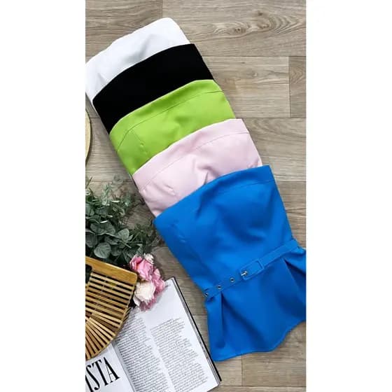 Cropped Corset Feminino com Cinto Ajustável (REMARCAÇÃO)