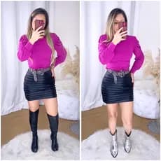 Blusa Manga Longa Princesa Drapeada Malha