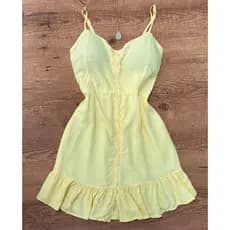 Vestido Feminino Curto Babado Botões Alça Bojo (REMARCAÇÃO)