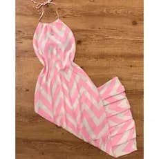 Vestido Longo Frente Única Zig Zag