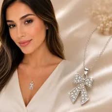 colar laço luxuoso com zircônias cintilantes acessórios feminino