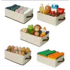 Kit Com 5 Cesto Para Roupa Organizador De Roupas Dobrável