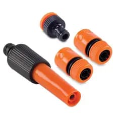 Kit Conjunto Irrigação 4 Pçs Engates Adaptador e Esguicho para Mangueira