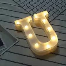 Luminária Decorativa Abajur Letra  U Luminosa 3d