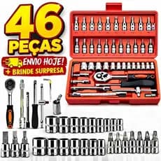 Kit de Ferramentas 46 Peças com Maleta Vermelha