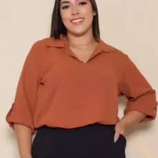 Blusa Plus Size Feminina Estilosa Manga 3/4 Botões | Social & Casual