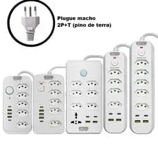 Filtro Linha Régua tomadas/USB(5v 2A) /type-c(5v 2a),Tensão: bivolt 110V-250VProteção de sobrecarga